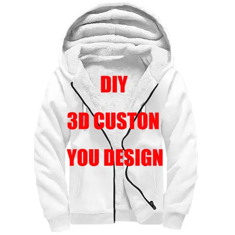 DIY kabul özel tasarım damla nakliye ve toptan 3D baskı polar fermuar Hoodies Unisex kalın sıcak tutan kaban