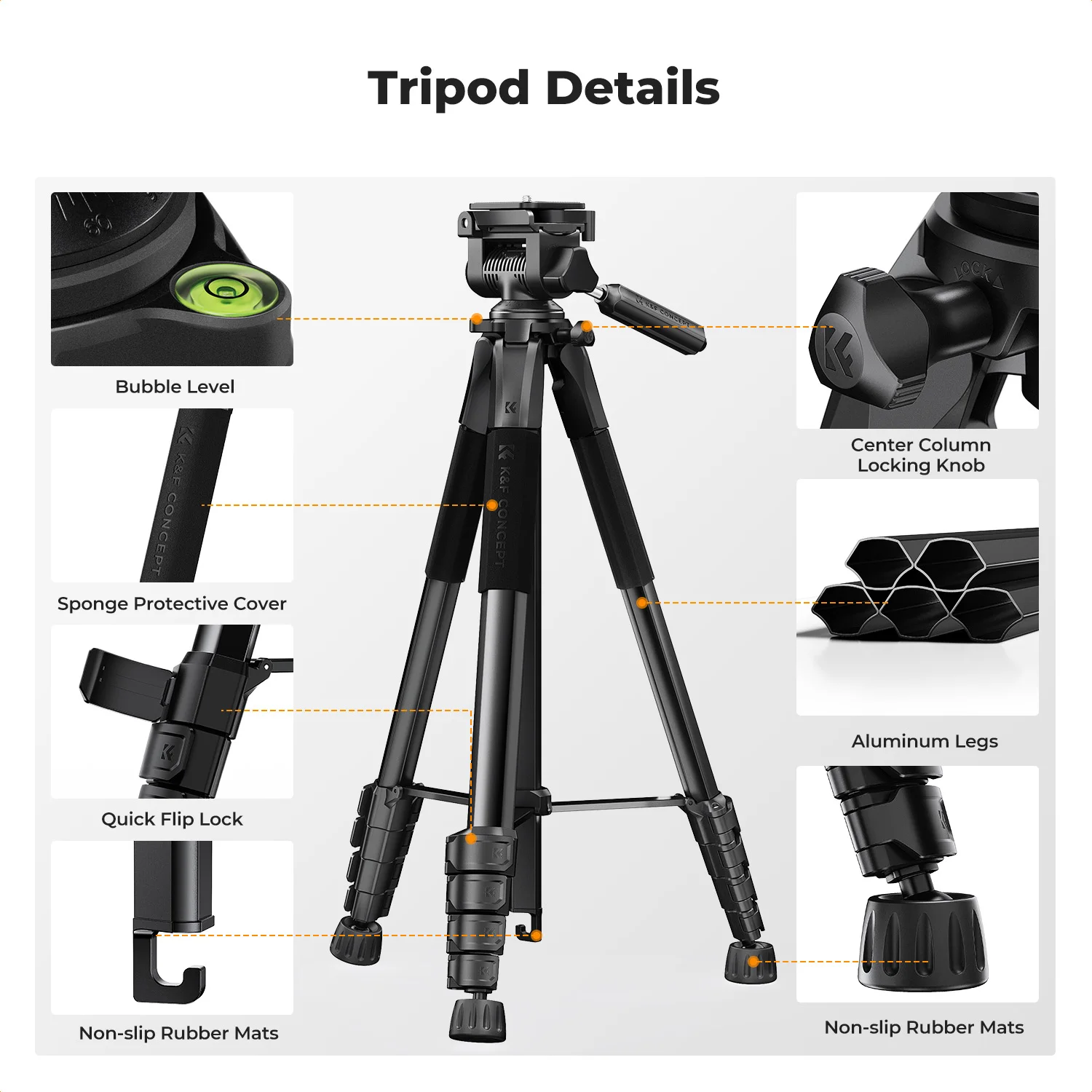 

K&F Concept Camera Tripod 75" Lightweight Portable Travel Outdoor DSLR Tripods for Camera Phone Video Recording Cellphone Stands