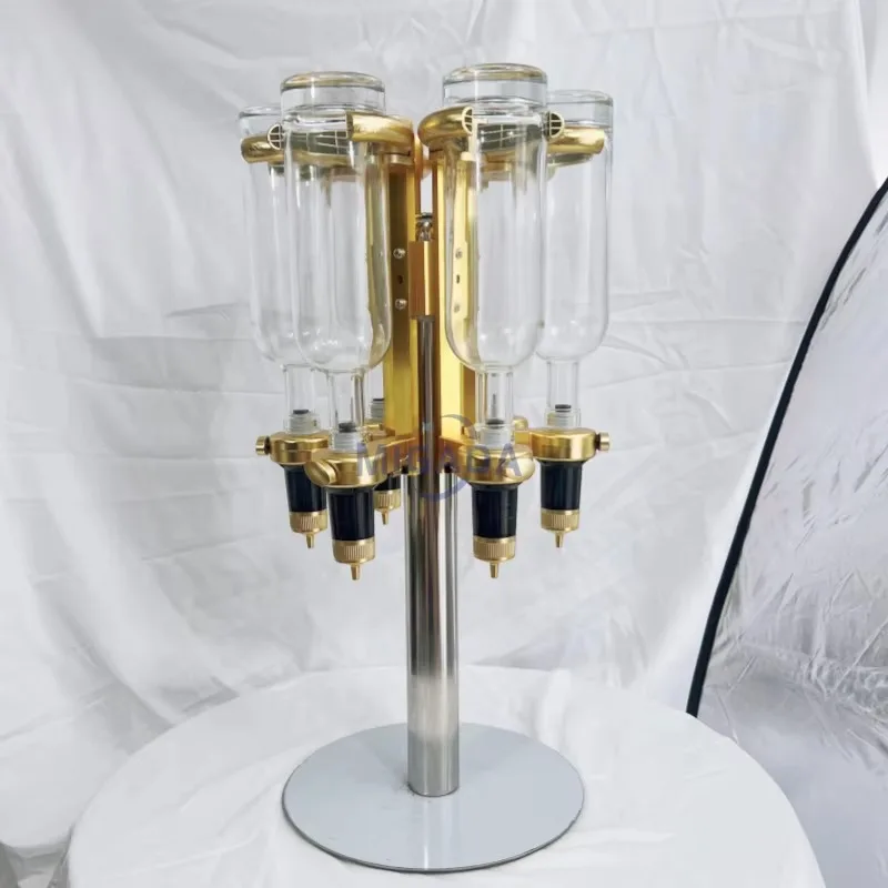 Golden Rotatable Perfume Bar Whole Store Perfume Display Stand Rack With 6 Gold Pump Head Perfume Dispenser Supplier Stores