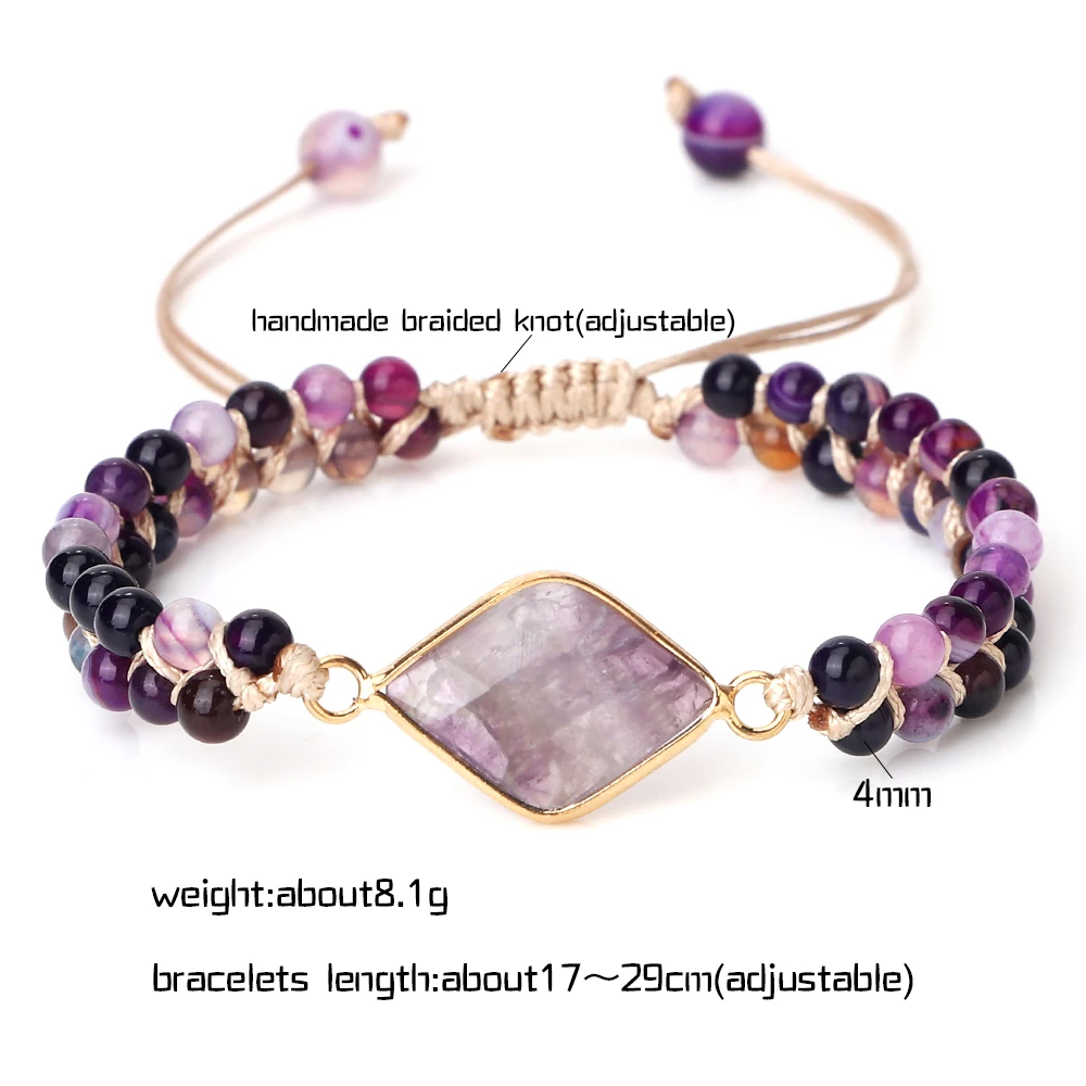 Natural Purple Agates Stone Beads Bracelets Bangles For Women Men Femmel Homme 4mm Purple gem stone bracelets Girls Jewelry gift