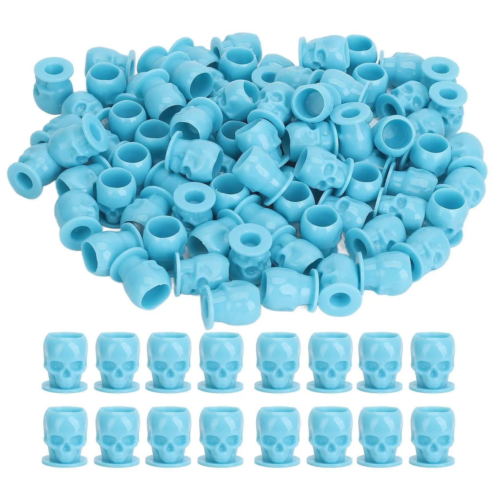 

200PCS Tattoo Ink Cups Skull Shaped Stable Base Microblading Pigment Cups Prevent Falling Off Tattoo Pigment Holder Cups