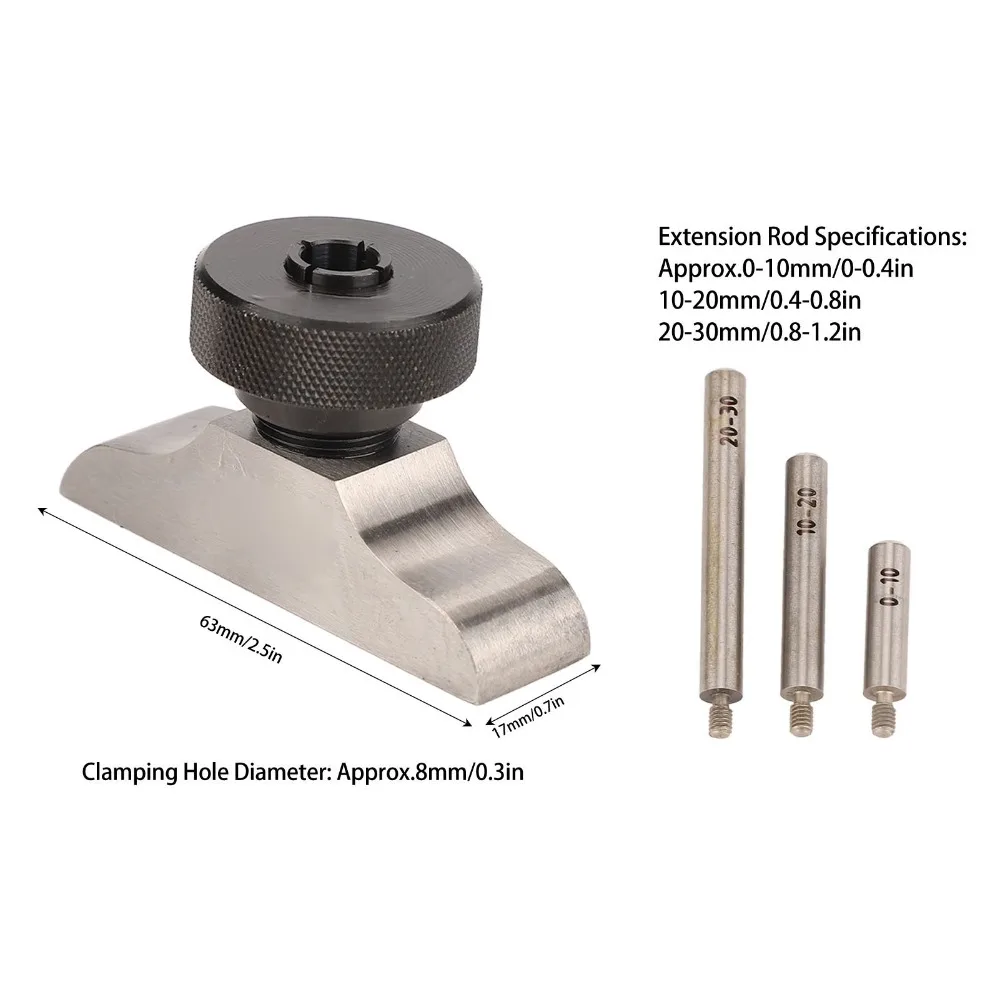 Stainless Steel Depth Dial Indicator Base Threaded Knob 63x17mm Depth Gauge Holder Stable Clamping Depth Micrometer Stand DIY - view 6