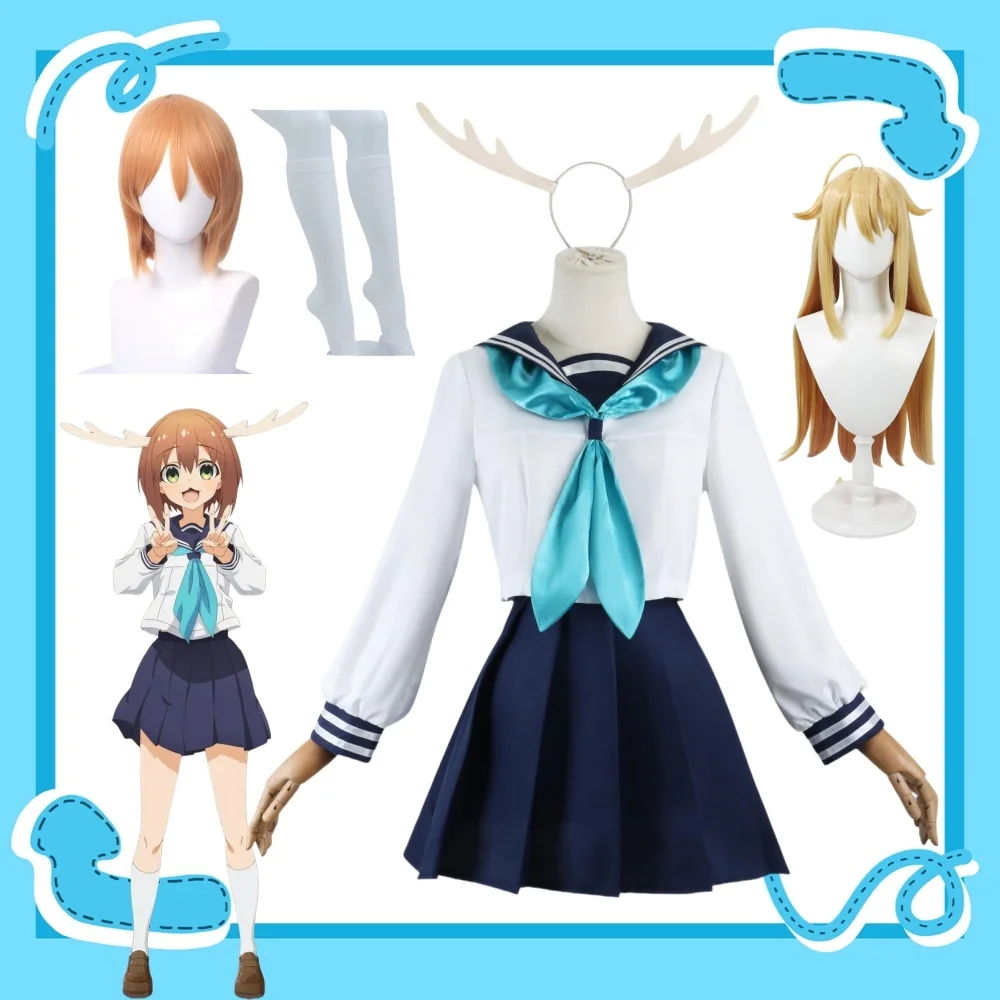 

Anime My Deer Friend Nokotan Shikanoko Noko Cosplay Koshi Torako Costumes Wig JK Sailor Suit School Uniform