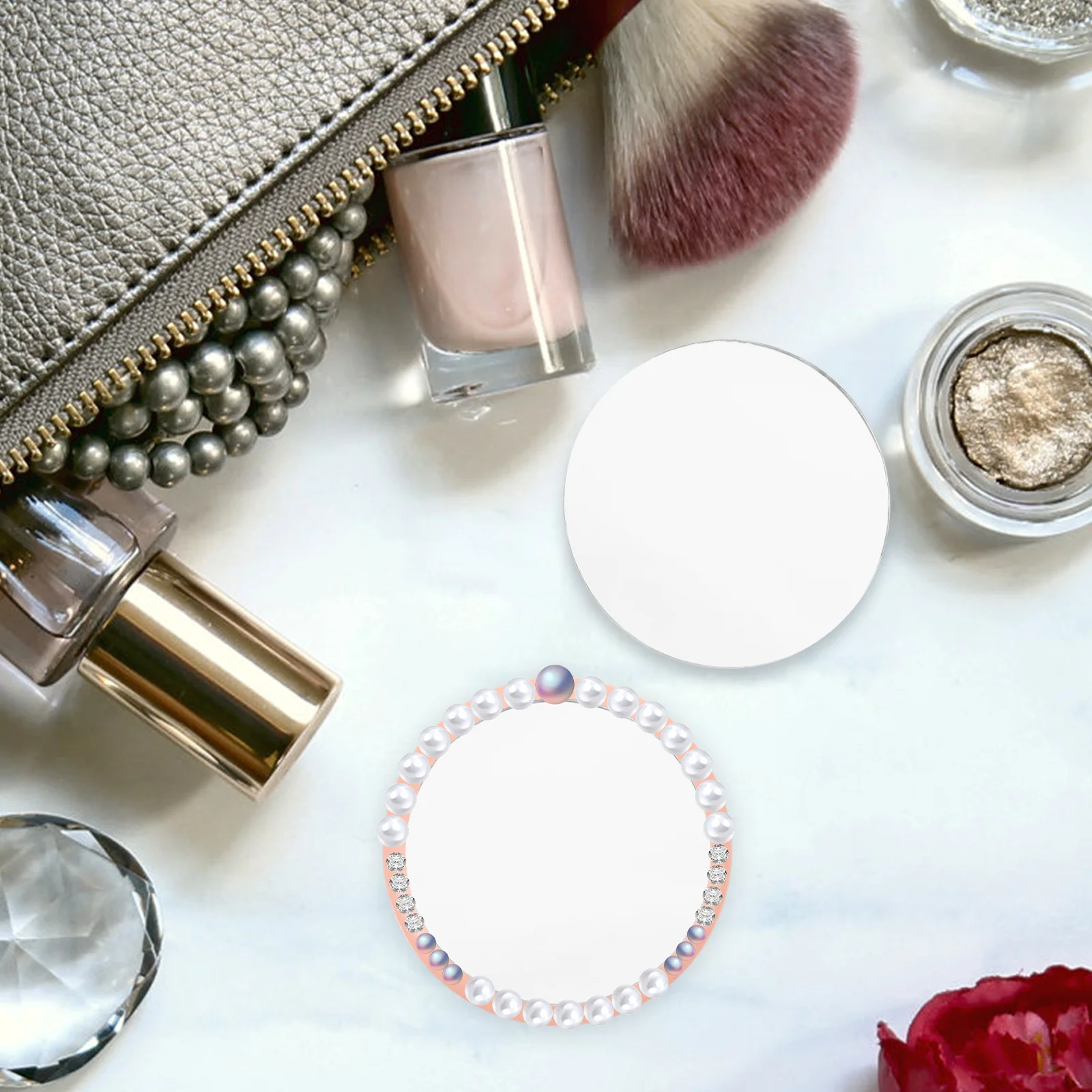 10Pcs Round Mirror Sheets Small Glass Lens Makeup Mirror DIY Craft Supplies for Cosmetics Travel Home Work Use