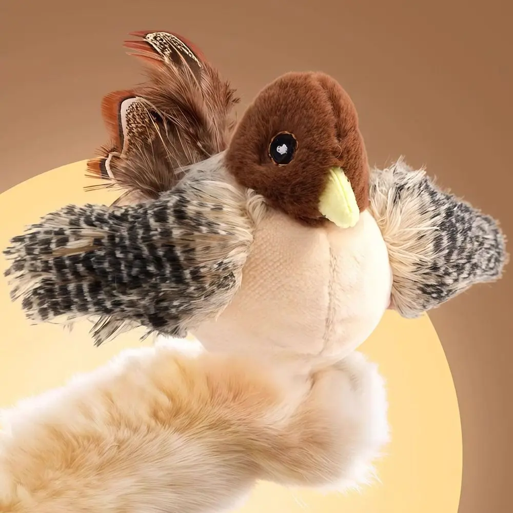 Flapping Bird Sparrow Cat Toy Interactive USB Rechargeable Flying Bird Cat Toys Vivid Chirping Touch-Activated