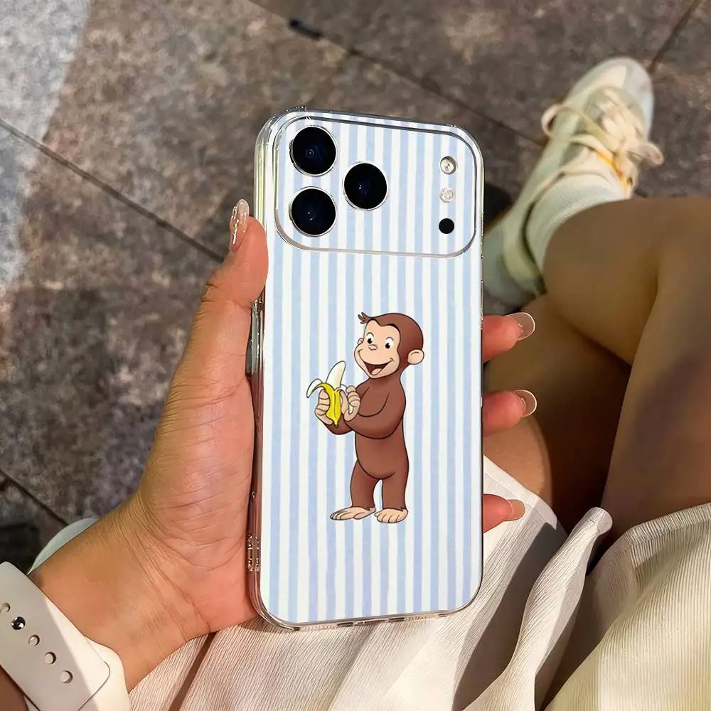 귀여운 모키 지-조지스 호기심 많은 아이폰 케이스 (아이폰 14, 13, 12, 11, 17, 16, 15, 프로, 맥스, 플러스, X, XS, XR, SE, 미니) 투명 소프트 커버