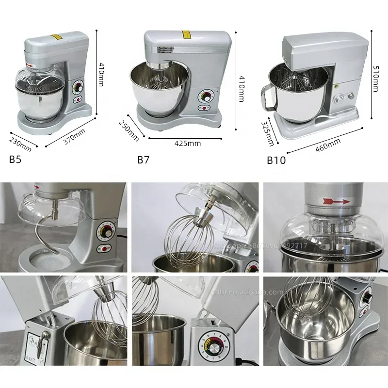 The Newest Dough Kneading Machine Bakery Equipment Home Used Full-body Stainless Steel Body 5L Stand Food Mixers