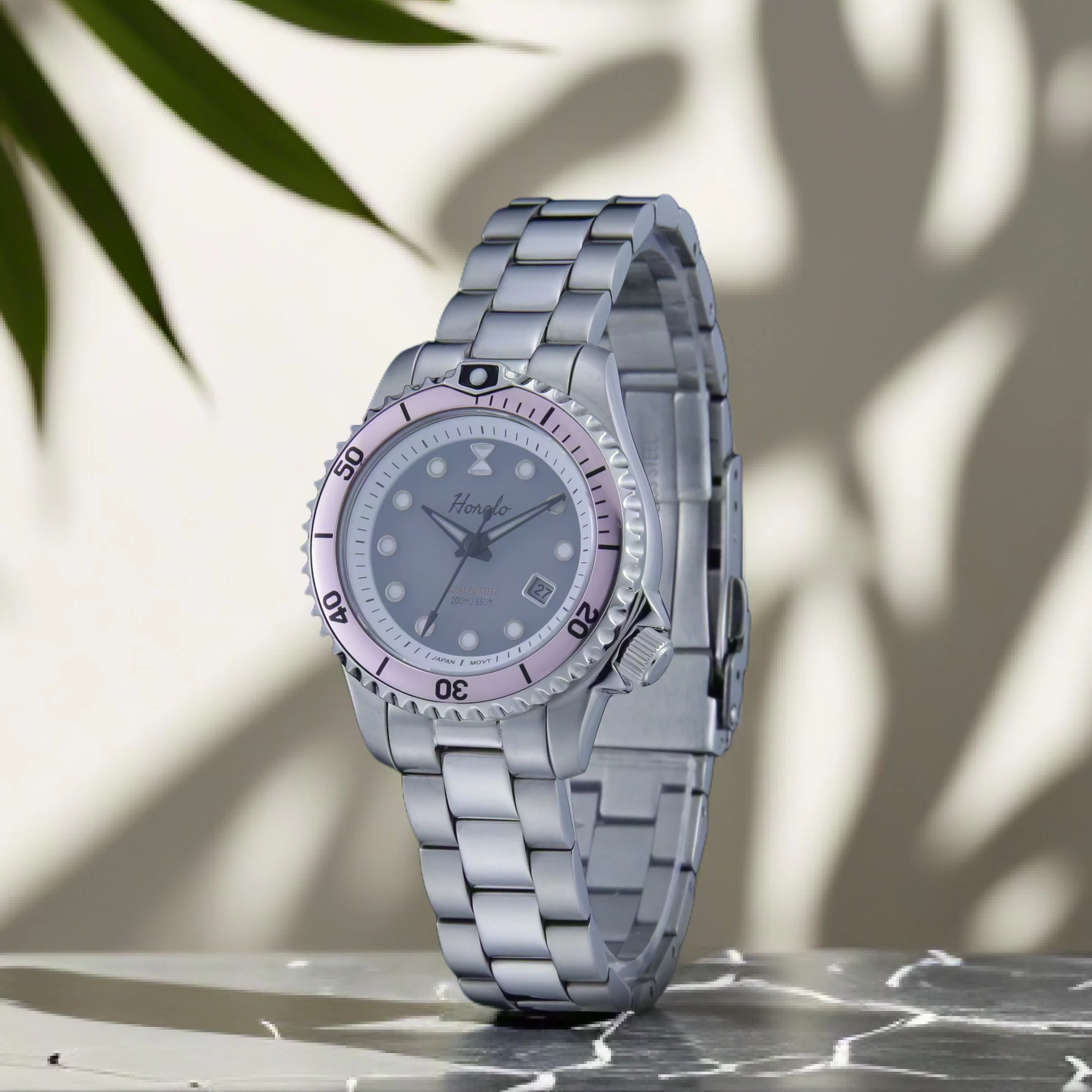 Horolo S1955X japon mouvement à Quartz solaire Epson VS22 acier inoxydable Super-LumiNova BGW9 résistant à l'eau 20ATM montres pour femmes