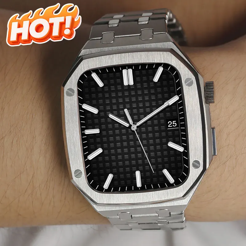 

Luxury Stainless Steel Modification Mod Kit for Apple Watch 11 10 9 8 7 46MM 45 41 44 40MM Metal Case for iWatch 6 5 4 3 SE Band