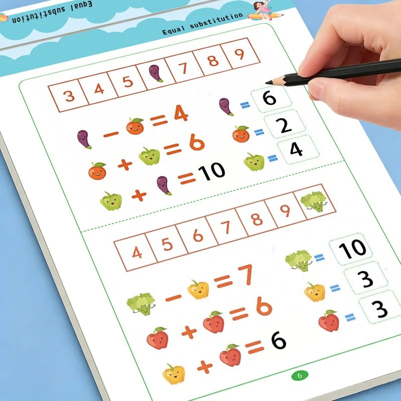 32 Pages Math Equivalent Substitution Workbook, Children Logic Thinking Training Math Practice Learning Guide Workbook