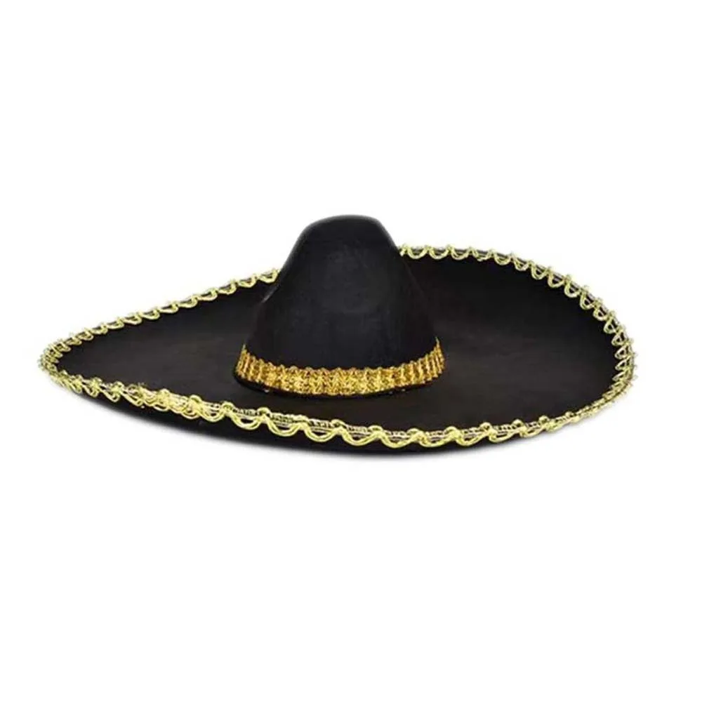 

Festival Supplies Ethnic Style Sombrero Hat Rolled up Brim Large Sun Hat Mexico Hat Adult Breathable Mexican Caps Party Hat