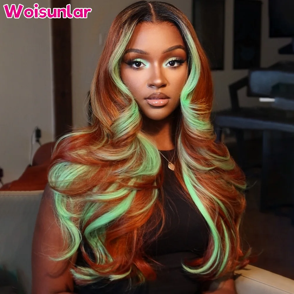 

Выделите черный и коричневый, зеленый передний парик шнурка, человеческие волосы, предварительно выщипанные 13x6, прозрачные кружевные объемные волны, 200% для женщин, человеческие волосы