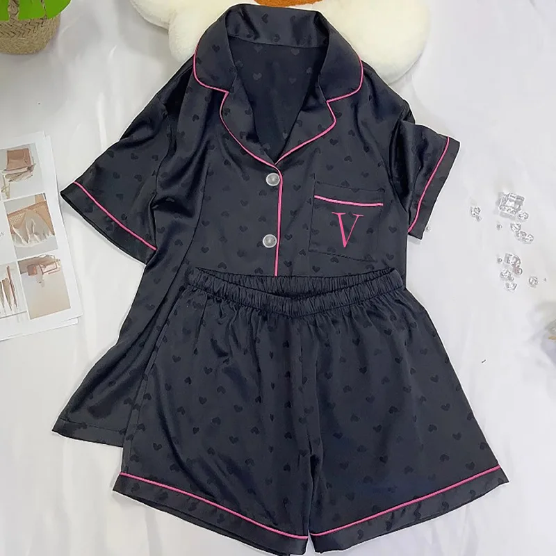 New Women's High-End Fresh Ins Style Pajamas, Women's Short-Sleeve and Shorts, Summer Thin French-Style Home Wear Summer Set