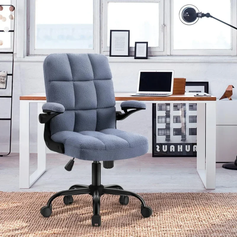 Home Office Chair, Velvet Fabric Comfortable Computer Desk Chair Ergonomic Executive Chair with Lumbar Support, Beige