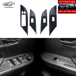 4pcs Carbon Fiber Color Grain Window Lift Trim Switch Button Panel Interior for Toyota Fortuner Hilux Revo Conquest 2015-2021