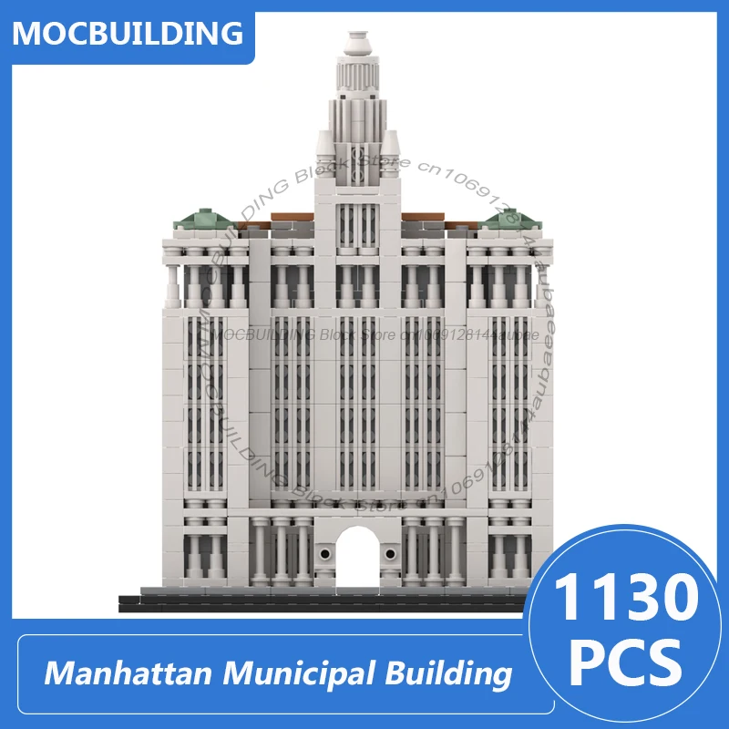 Model architektoniczny budynku miejskiego Manhattan w skali 1:800, klocki Moc, zestaw do samodzielnego montażu, kolekcja klocków, zabawki do ekspozycji, prezenty, 1130 elementów