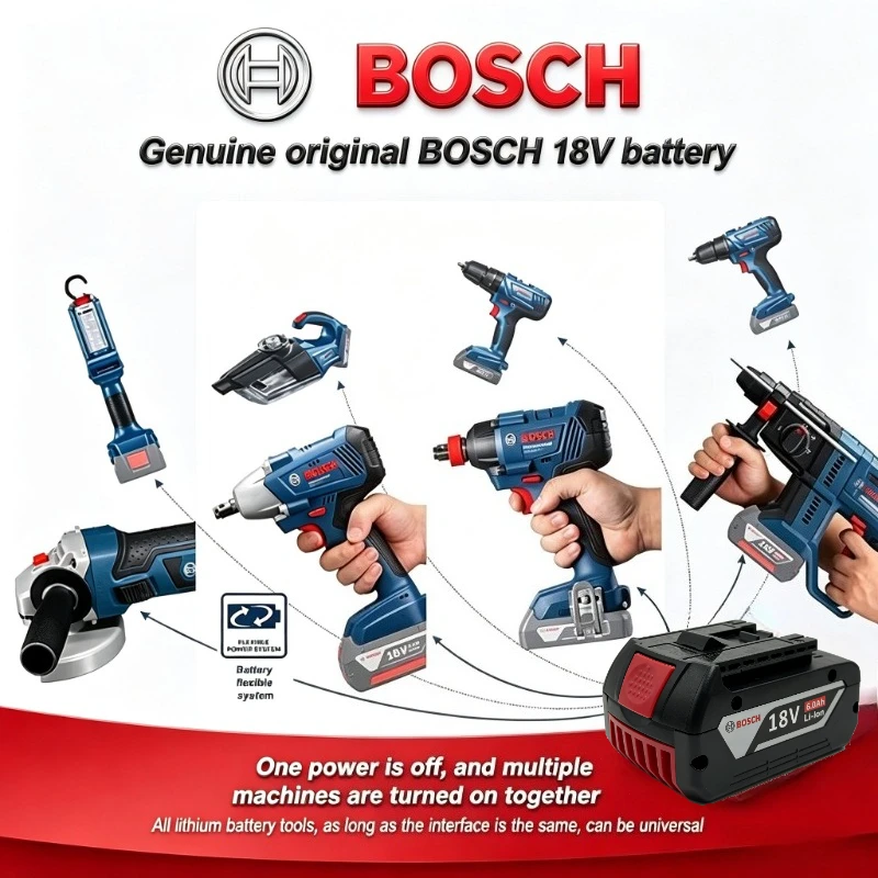 Authentic Bosch 18V 5.0Ah 6.0Ah Rechargeable Li‑ion Battery Precise Interface Match For BAT609 BAT618 GBA18V80 Cordless Tools