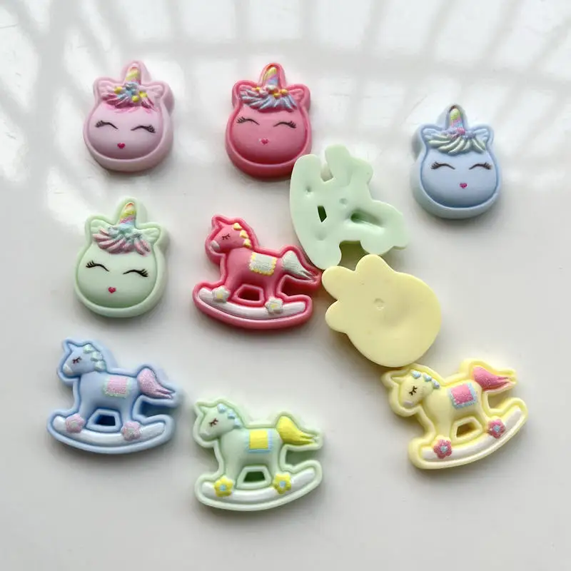 20pcs new cute resin cartoon unicorn/Trojan flat back gobbo scrapbook Kawaii accessori fai da te affascinanti accessori decorativi