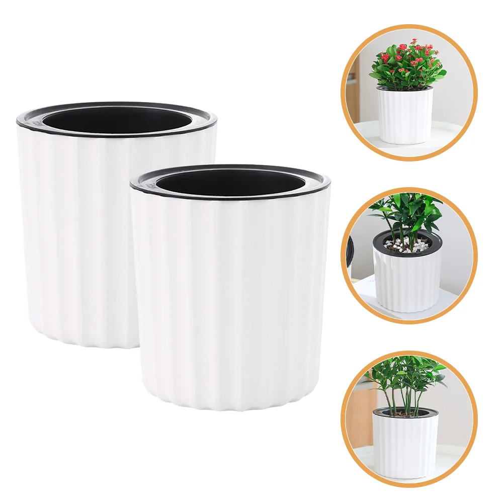 

2 Pcs Flowerpot Container Plant Pots Auto Watering Plants Decorative Self Succulents for Automatic