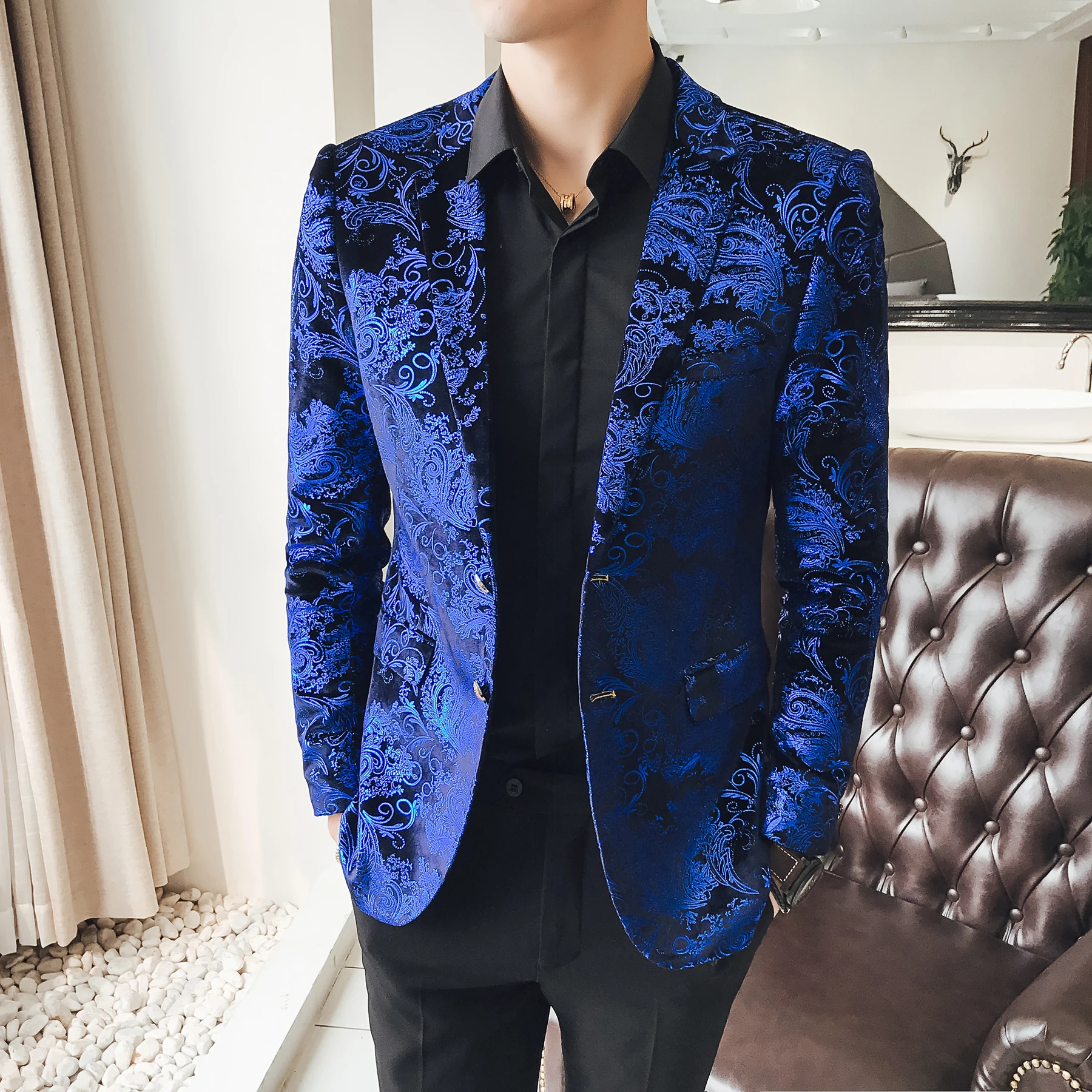 2023 Fashion New Men\'s Casual Boutique Business Slim Fit Bronzing Dress Suit Blazers Jacket Coat