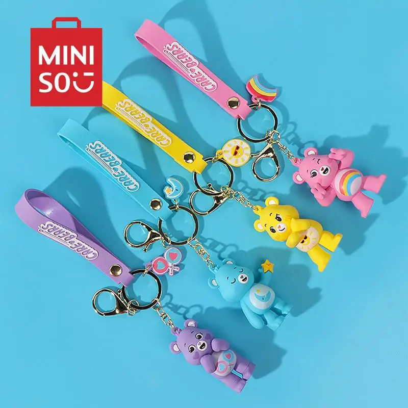 

Miniso Kawaii Cartoon Care Bears 3D Pendant Bag Decoration Keychain Couple Accessories Cute Kids Toys Christmas Gift For Girls