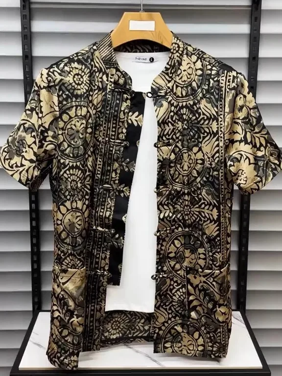 

Высококачественный мужской летний костюм с коротким рукавом, на пуговицах, модный, легкий, повседневный, удобный, молодежный стиль