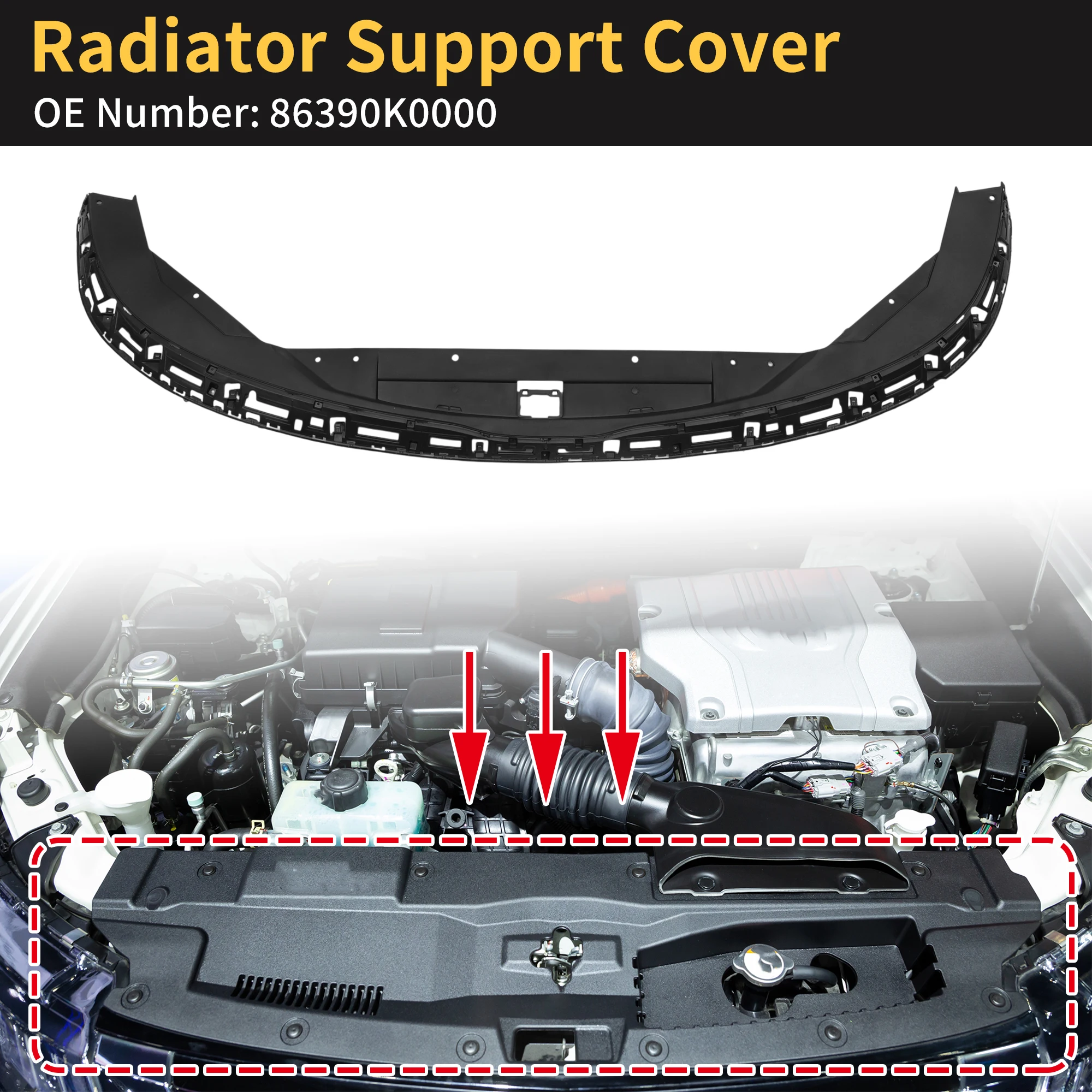 

Крышка опоры радиатора UXCELL для Kia Soul 2024-2026 No 86390K0000 ABS Черный