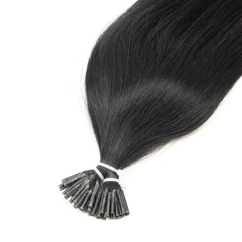 Straight I-Tip Hair Extensions 50pcs/pack (12-20 Inches) - 100% Natural Real Human Hair Reusable Keratin Capsule Tips - 30g/Sect
