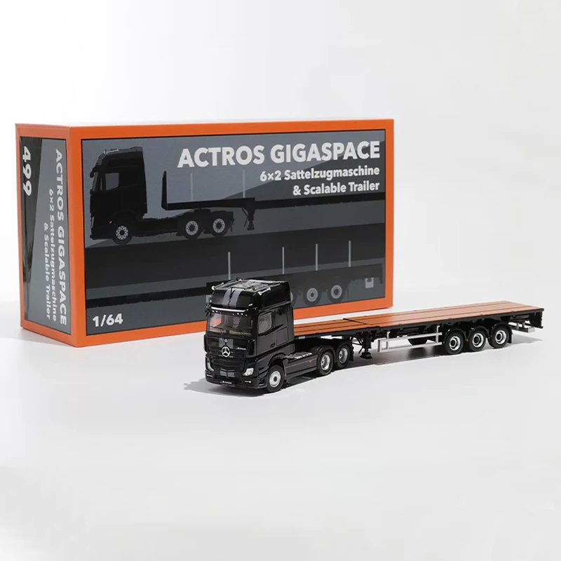 مقياس 1:64 Actros 3-محور مقطورة سيارة محاكاة نماذج من الشاحنات عرض ثابت تحصيل لعبة هدية تذكارية الديكور