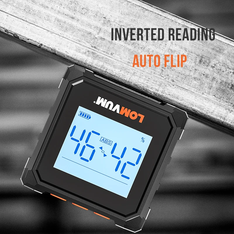 LOMVUM Digital Protractor Laser USB Inclinometer 360° Level Angle Finder High Precision Goniometer Magnet Tilt Measuring Tools