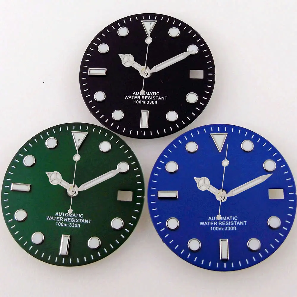 BLIGER 29mm Watch Dial Face fit NH35A NH36A Movement Luminous Blue Green Black Watch Parts Accessories