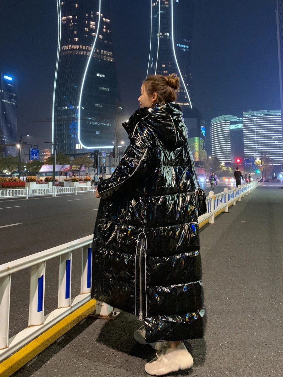 Extreme Clenge Gonz Damen Daunenjacke 2025, neue Thiened Laser Bright Surface Mittellange Overknee-Oberbekleidung