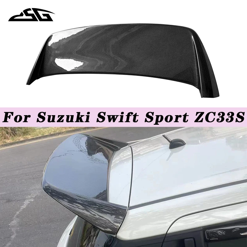 For Suzuki Swift Sport ZC33S 2018-2024 Carbon Fiber Rear Trunk Lid Tail Wing Car Roof Spoiler Lip Diffuser Splitter Body Kit