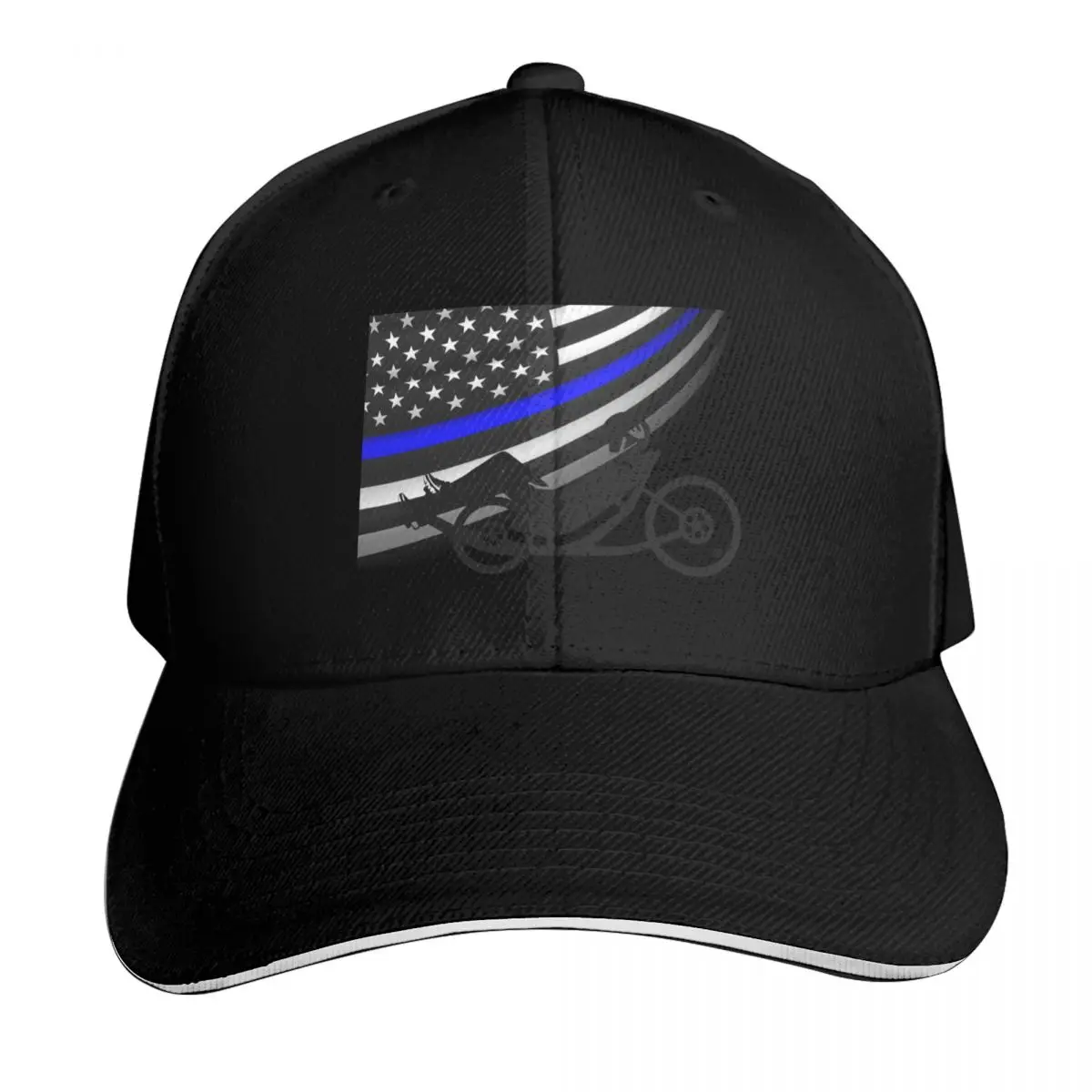 Recumbent Life Design - Patriotic Law Enforcement 2 - Tadpole Guy Baseball Cap Men Women Casual Summer Sport Sun Cap