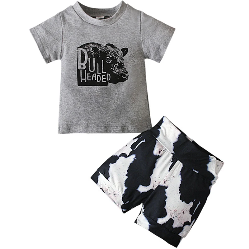 

2Piece Sets Summer Newborn Boy Clothes 0 To 3 Months Fashion Print Short Sleeve Cotton Baby Tops+Shorts Baby Clothing BC1422