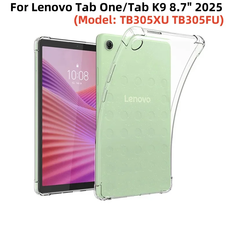 

New For Lenovo Tab One 8.7 2025 TPU Silicon Transparent Tablet Case Funda For Lenovo Tab K9 TB305XU/TB305FU HD Shockproof Cover