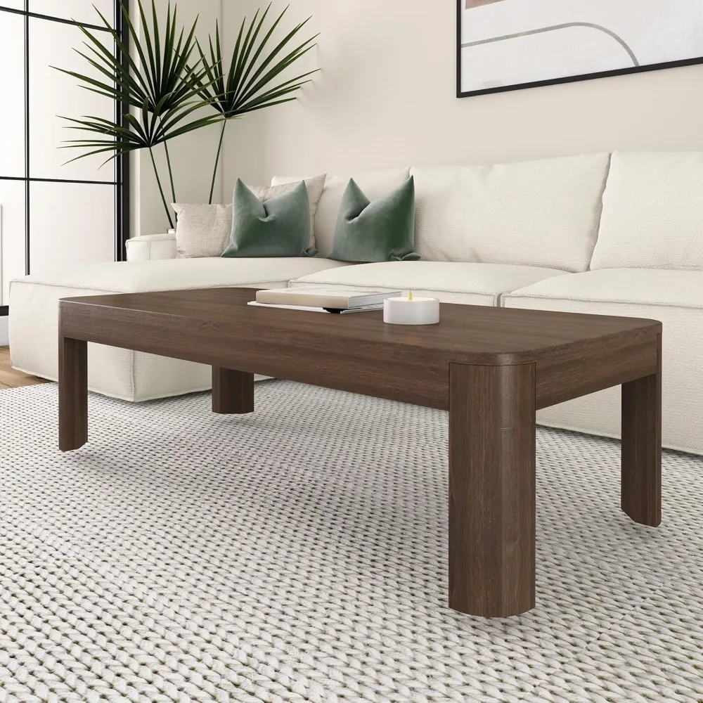

Coffee Table, 54 Inch, Solid Wood Contemporary Center Table For Living Room, Rectangle Tea Table