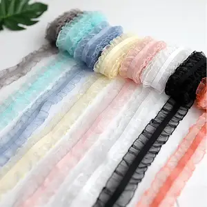 Pita Hiasan Renda Peregangan Lipit 5 Yard Pita Elastis Mengacak-acak Ikat Rambut Bayi Sabuk Sepatu Pita Dekoratif Perlengkapan Kerajinan DIY 10 trim renda elastis penjualan terbaik - №