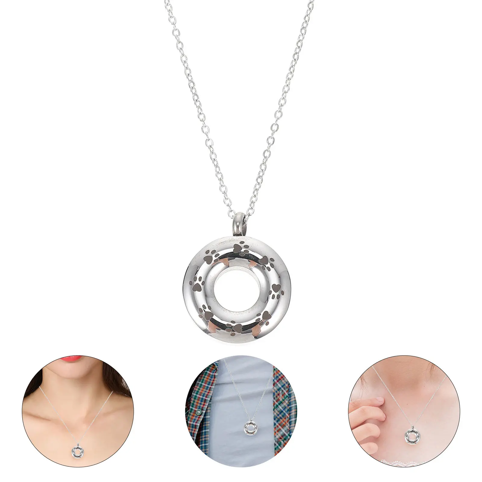 

Урны для праха домашних животных: подвеска из титановой стали с узором лапы, ювелирное украшение для кремации, памятный кулон-ожерелье для праха собак