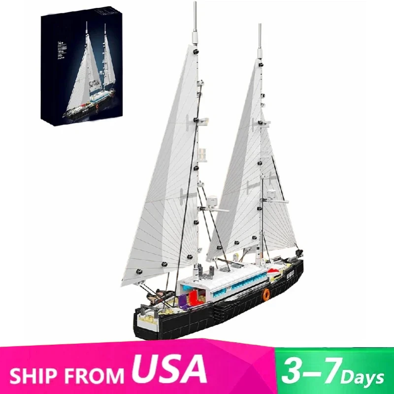

Mould King 10194 Modern Twin-Masted Sailboat Building Block Simulation Sailboat Model DIY Education Assemble Toy Christmas Gift