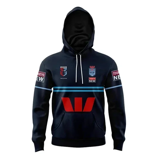 2022 -2023 NSW Blues State Of Origin Kids Hoodie Hat Home / Away / قميص التدريب الحجم: 16-26 (طباعة رقم الاسم المخصص)