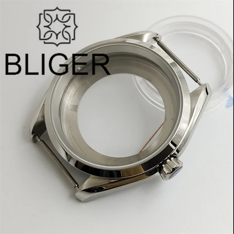 

BLIGER 40mm Stainless Steel Watch Case Silver Polished Bezel Brushed Lug With Sapphire Crystal Waterproof For NH35 NH36 Movement