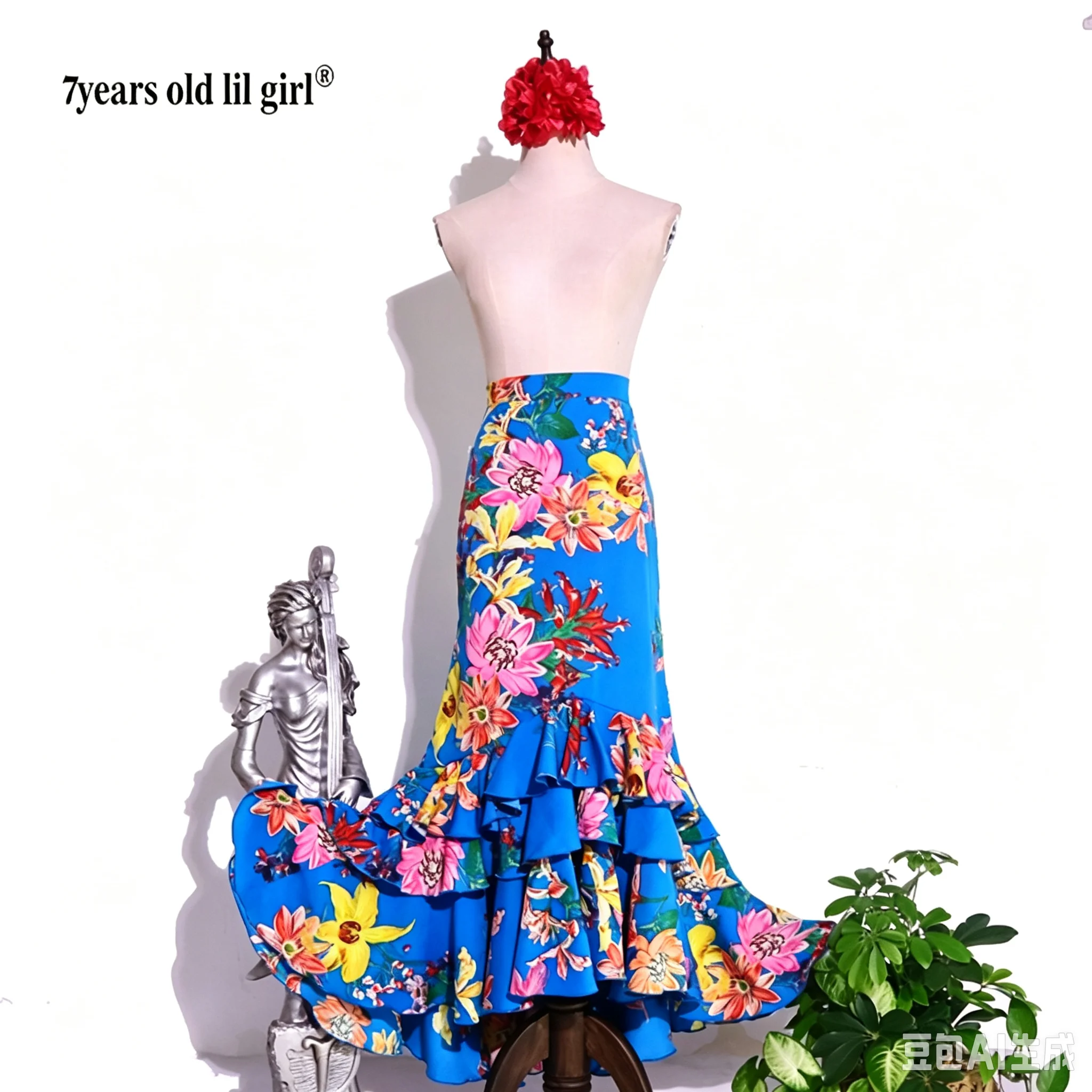 Spanish Flamenco Costume Performor Skirt Women  Gyspy Ballroom Festival Performance Dance Wear Multiple Colors  EKK26