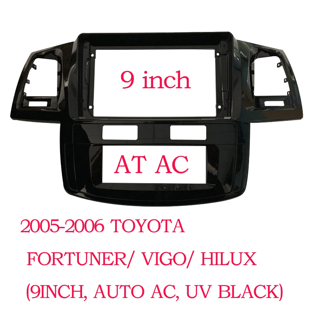 2 Double Din Panel Car Android Frame In-dash Kits9 Inch Fascia For Toyota Fortuner Hilux 2005-2014