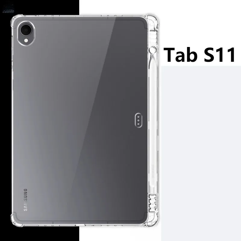 

Противоударный чехол из ТПУ для планшета Samsung Galaxy Tab S11 5G, 11 дюймов, 2025 SM-X730/SM-X736, прозрачный чехол с держателем для ручки