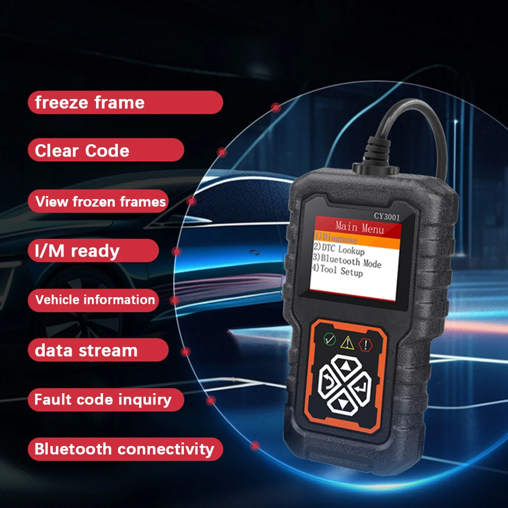 Engine Battery O2 Sensor EOBD OBD 2 Scanner CY3001 OBD2 Code Reader Car Diagnostic Tools Fault Code Clear Digital Display