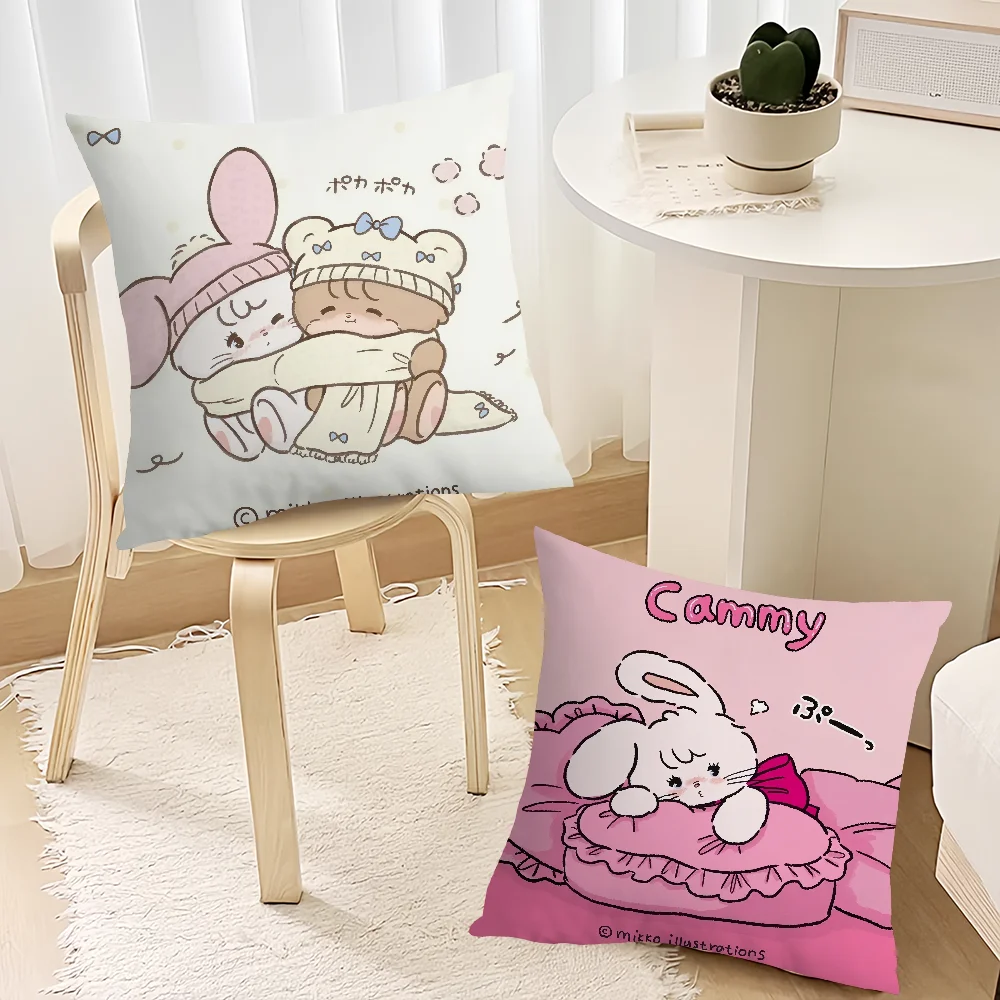 Kawaii Mikko Cute Pillow Case Sofa Decorative Home Double-sided Printing Short Plush Cushion Cover