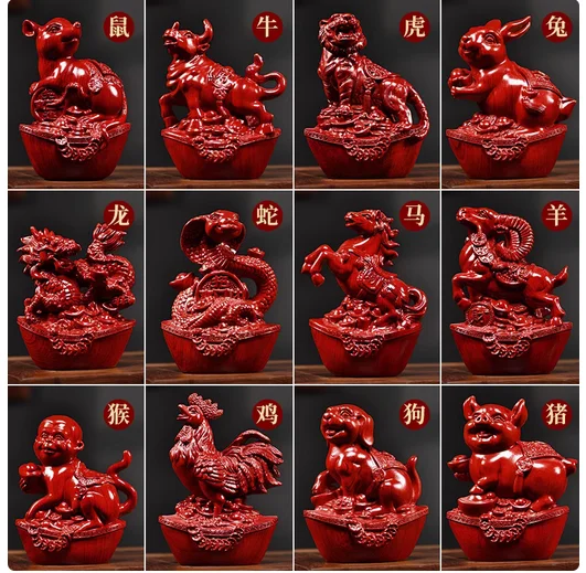 

Home Decoration Red Pear wood Rat Cow Tiger Rabbit Green Dragon Snake Horse Sheep Monkey chicken Dog Pig