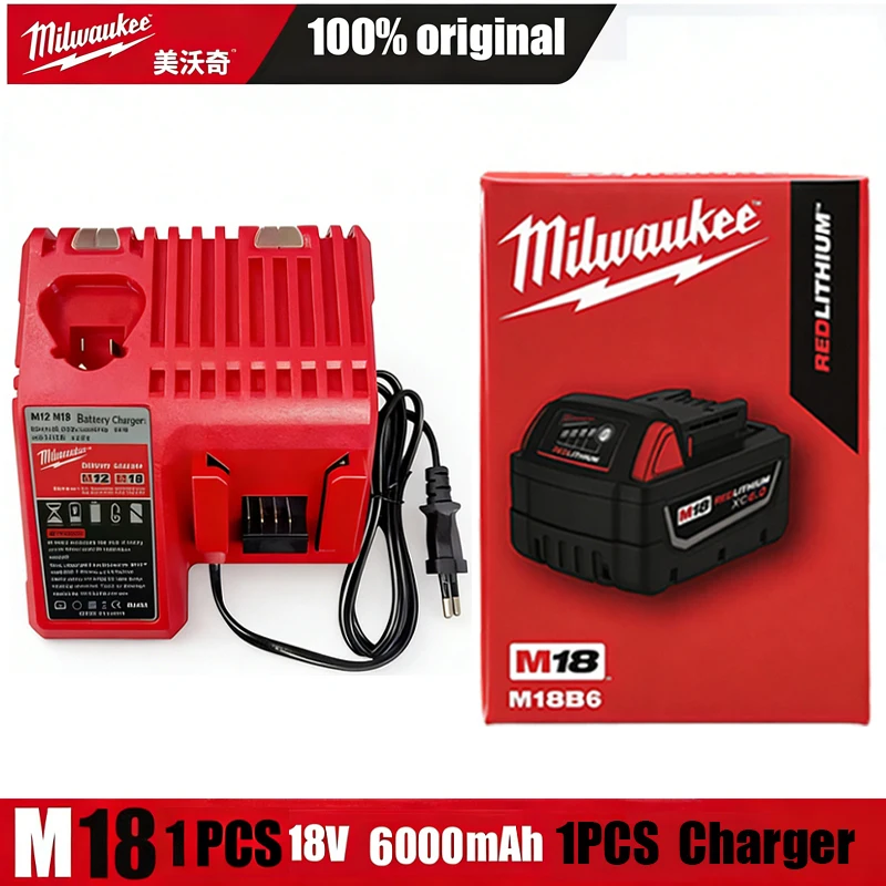 

Milwaukee m18 battery, bateria lifepo4 M18B6, 6000mAh lithium battery XC48-11-1860 Original milwaukee rechargeable battery 18v