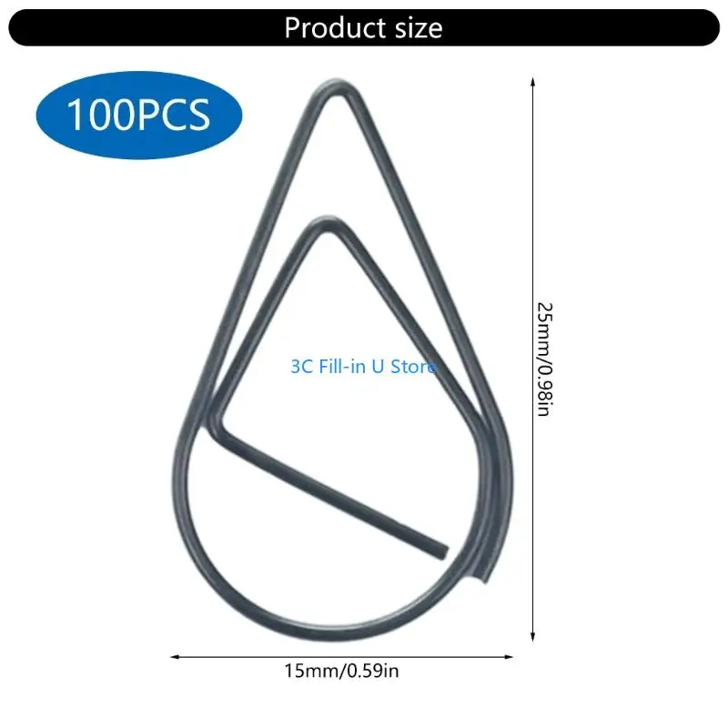 G8TA 100 PCS Nước thả hình dạng giấy clip kim loại clip dấu trang nhỏ